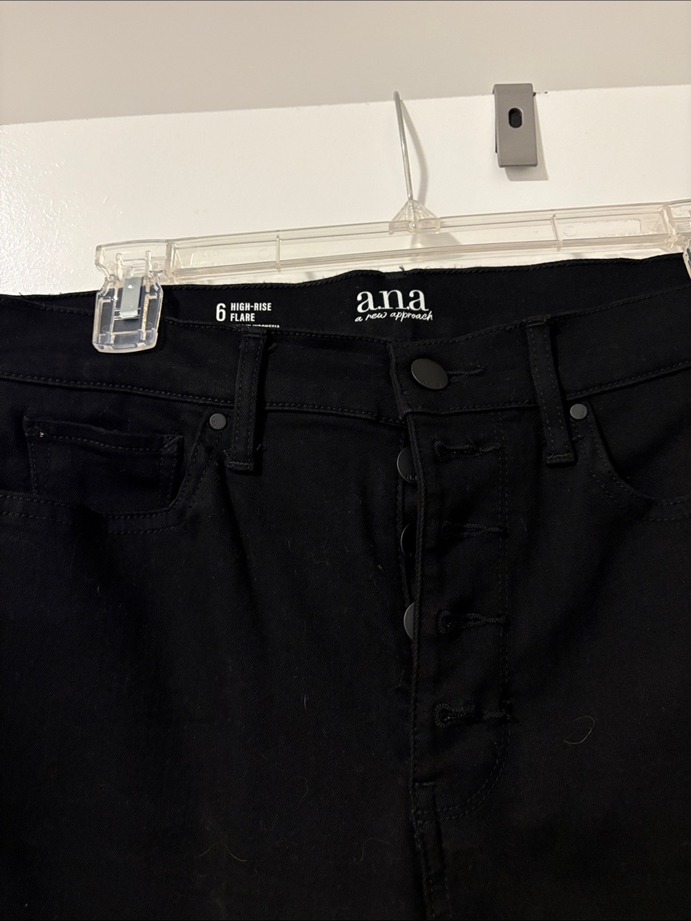 a.n.a Black High-Rise Button-Front Flare Jeans